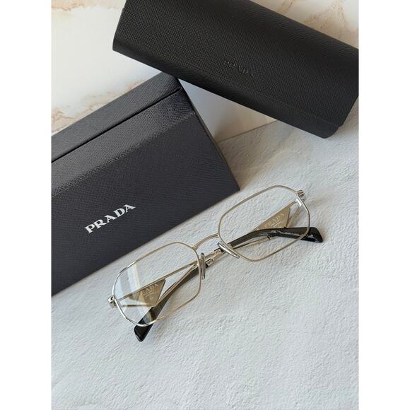 NEW Prada PR A53V Silver Hexagon Unisex Eyeglasses Frames main image 7